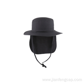 Nylon fabric bucket hat with cape